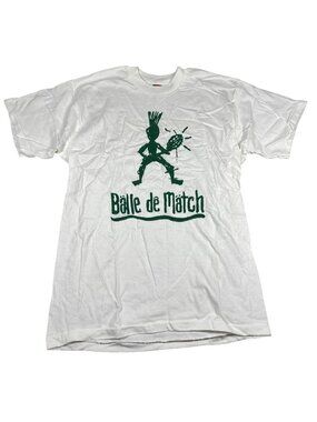 Vintage 90s Balle de Match Tennis Graphic T Shirt Mens L White Made USA FOTL